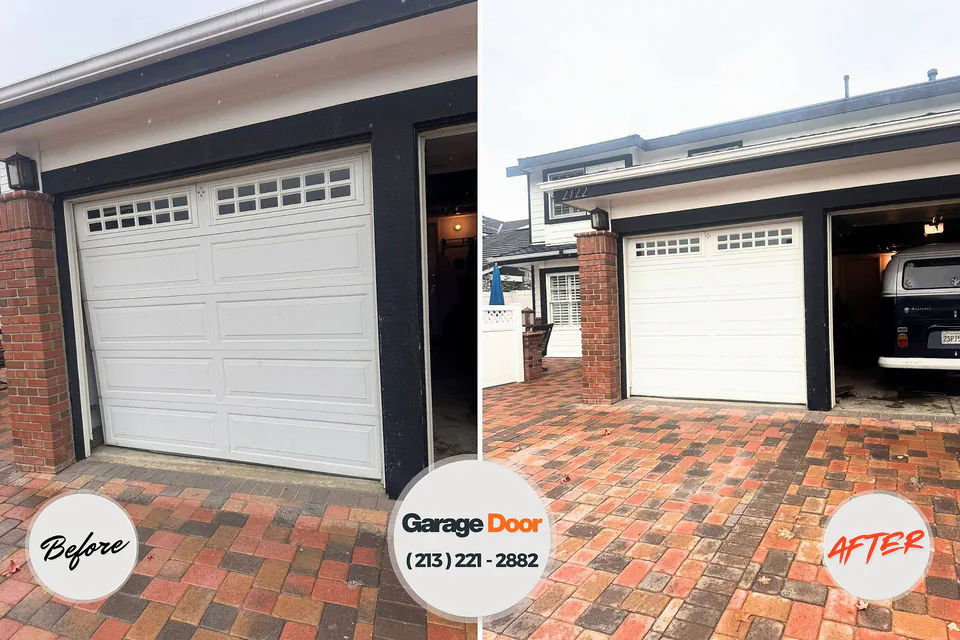 Before and after: garage door repair Lyons, KS